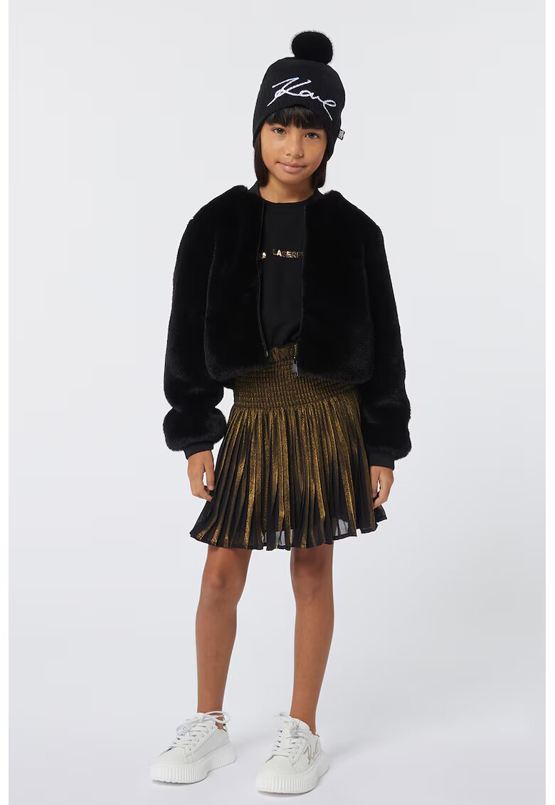 KARL LAGERFELD KIDS Рокля с дизайн 2 в 1 - Златист/Черен
