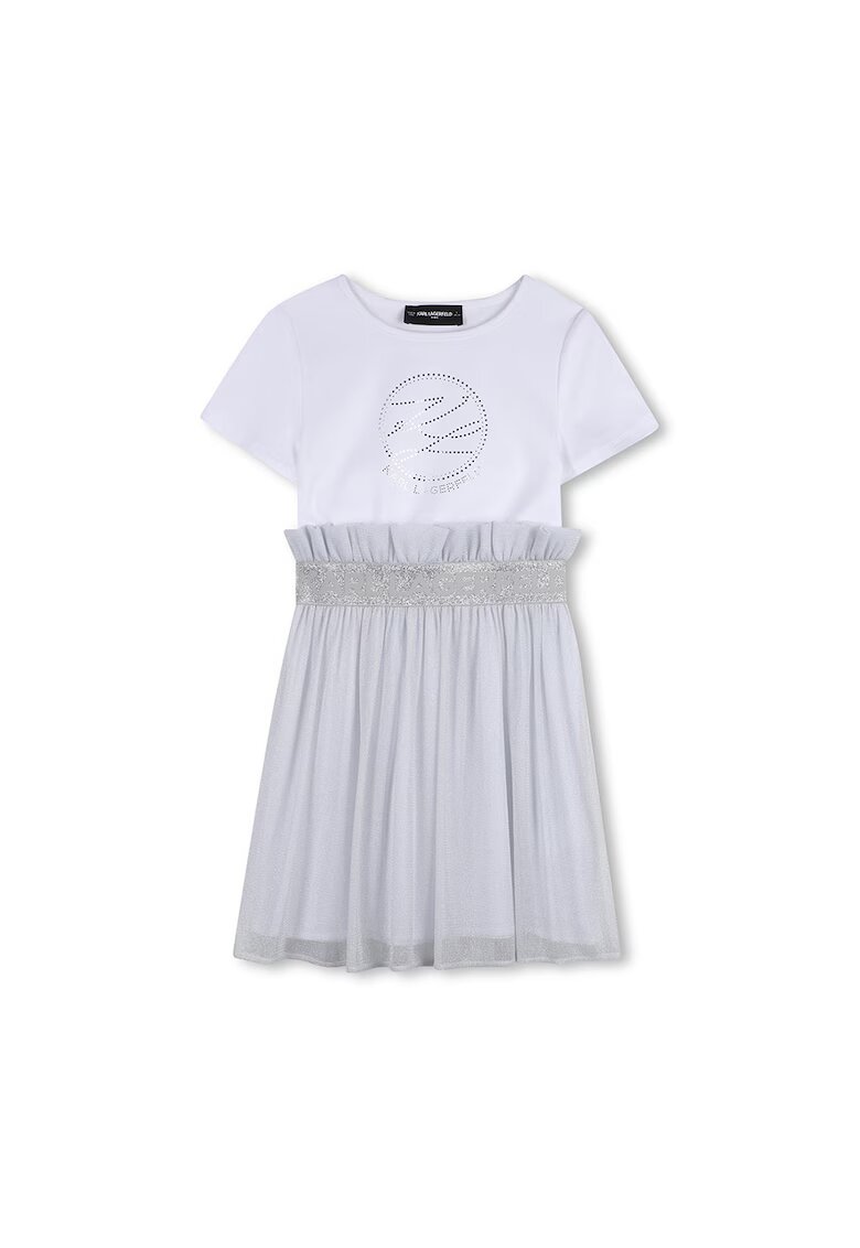 KARL LAGERFELD KIDS Рокля с къси ръкави и лого - Индигово синьо