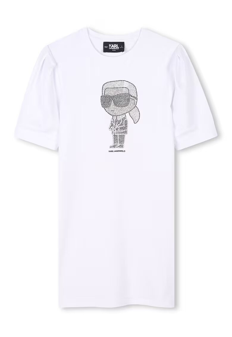 KARL LAGERFELD KIDS Рокля-тениска с овално деколте и декоративни камъни