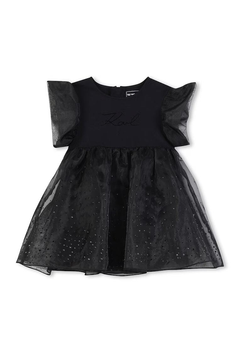 KARL LAGERFELD KIDS Рзазкроена рокля с декоративни камъни