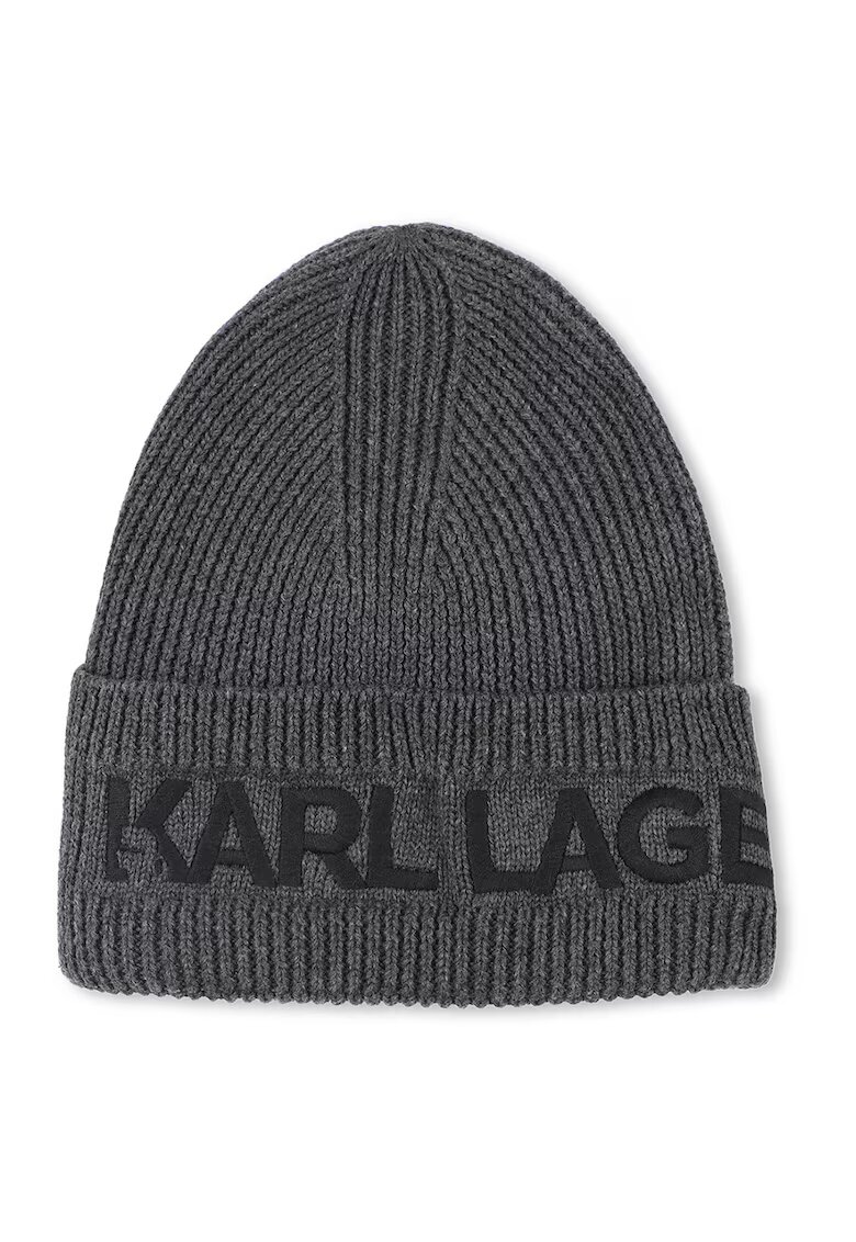 KARL LAGERFELD KIDS Шапка с памук с лого - Черен/Tъмносив