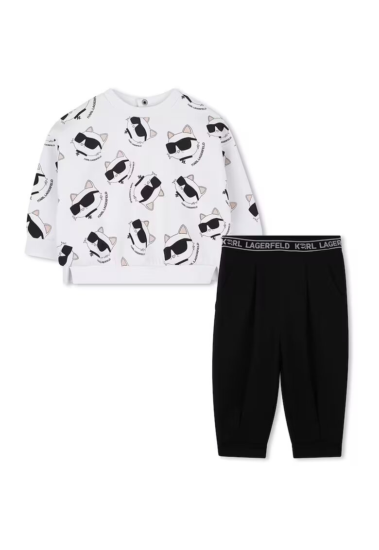 KARL LAGERFELD KIDS Спортен екип с лого - Бял/Черен