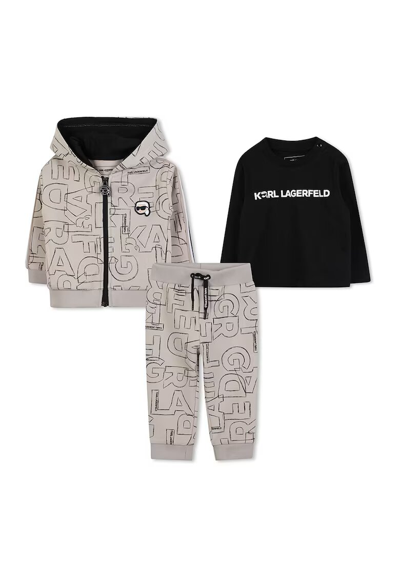 KARL LAGERFELD KIDS Спортен екип с лого и блуза - Черен/Бежов