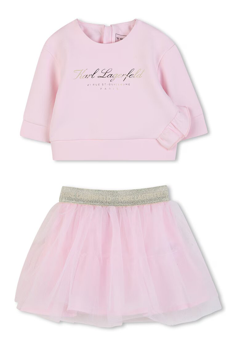 KARL LAGERFELD KIDS Суитшърт и пола от тюл - Бледо розово