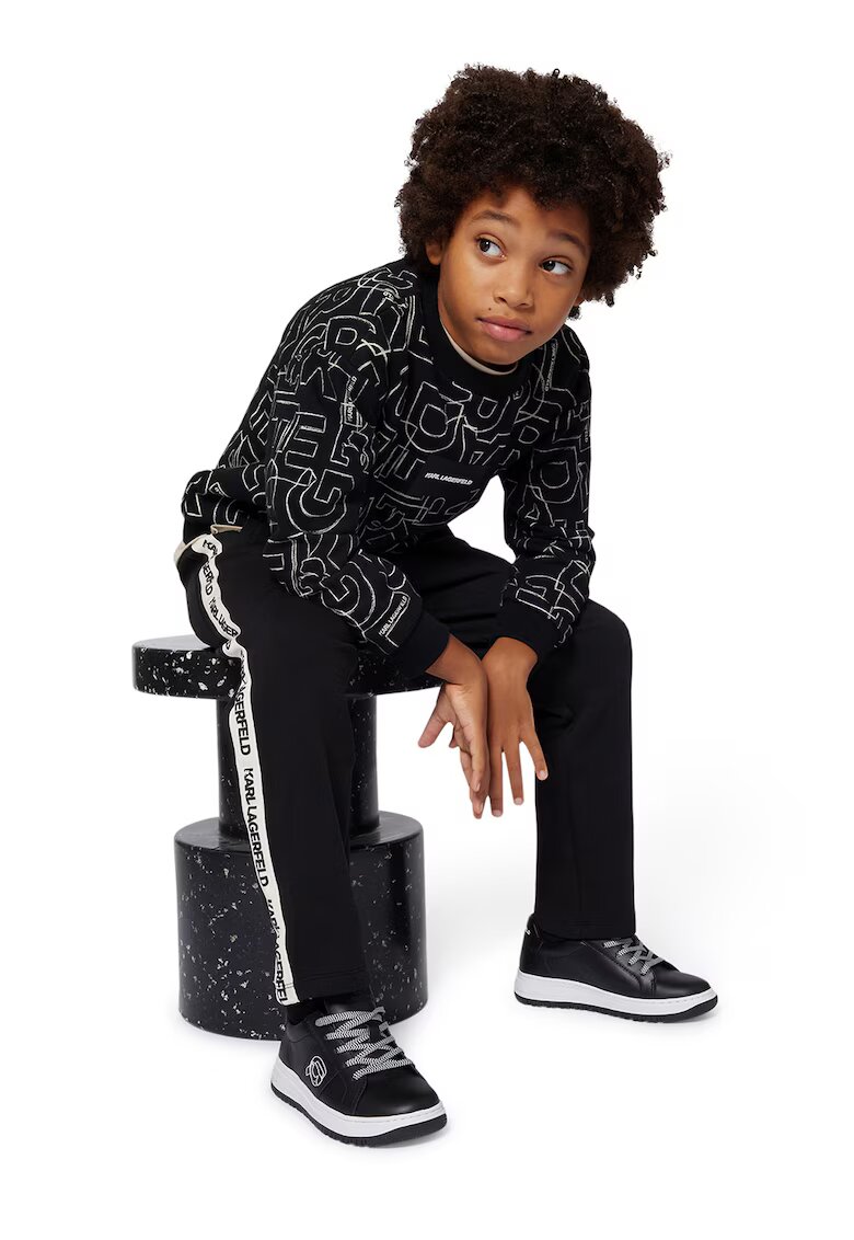 KARL LAGERFELD KIDS Суитшърт с овално деколте - Бял/Черен