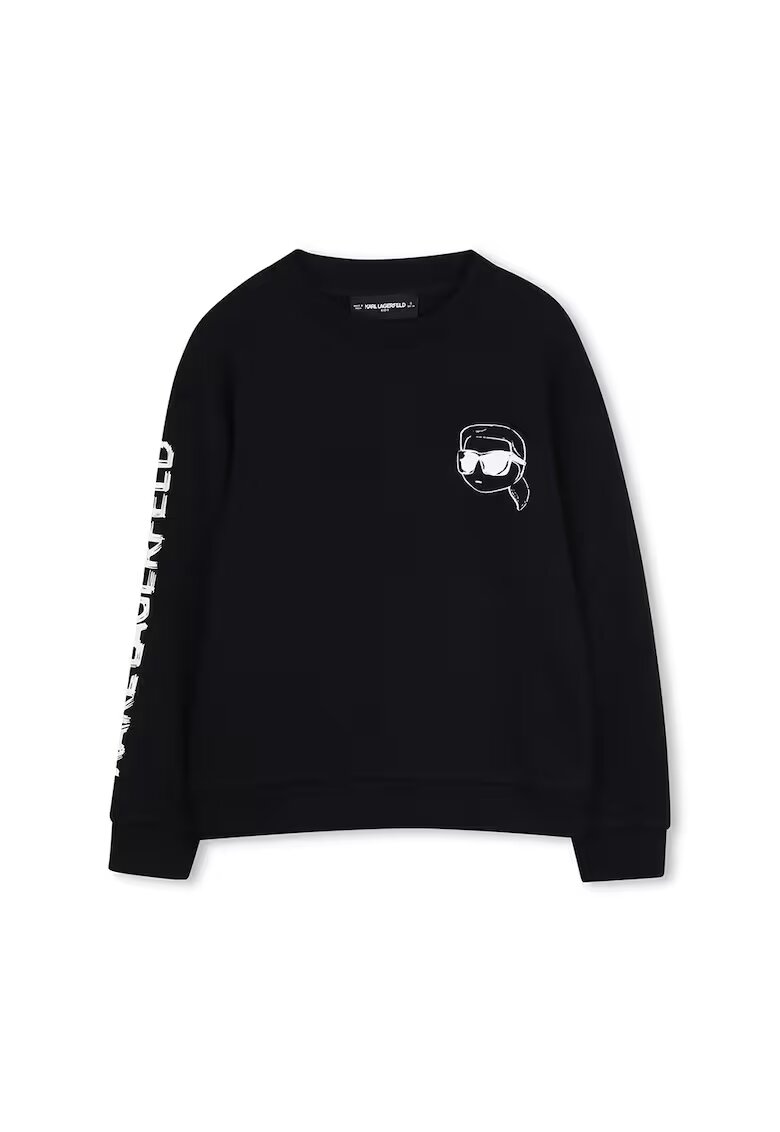 KARL LAGERFELD KIDS Суитшърт с овално деколте и лого - Черен/Бял