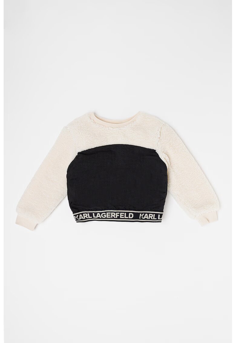 KARL LAGERFELD KIDS Суитшърт с плюшен панел - Черен/Крем