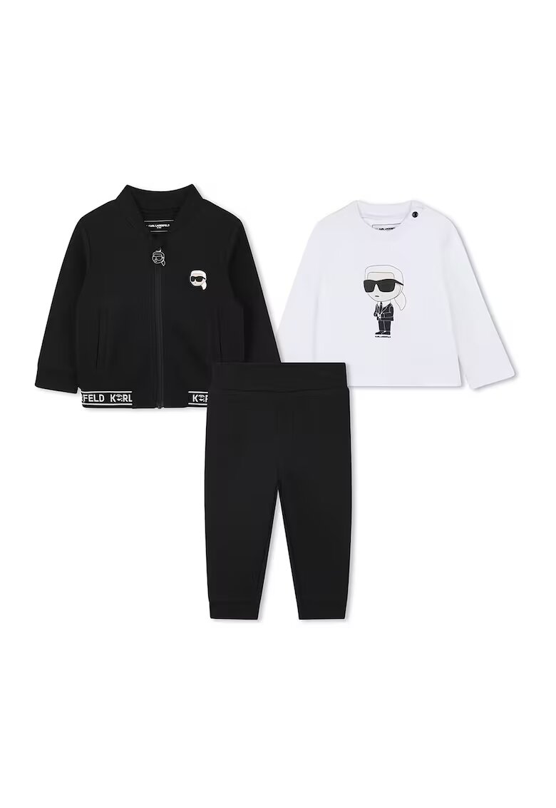 KARL LAGERFELD KIDS Суитшърт с цип - блуза и спортен панталон - Бял/Черен