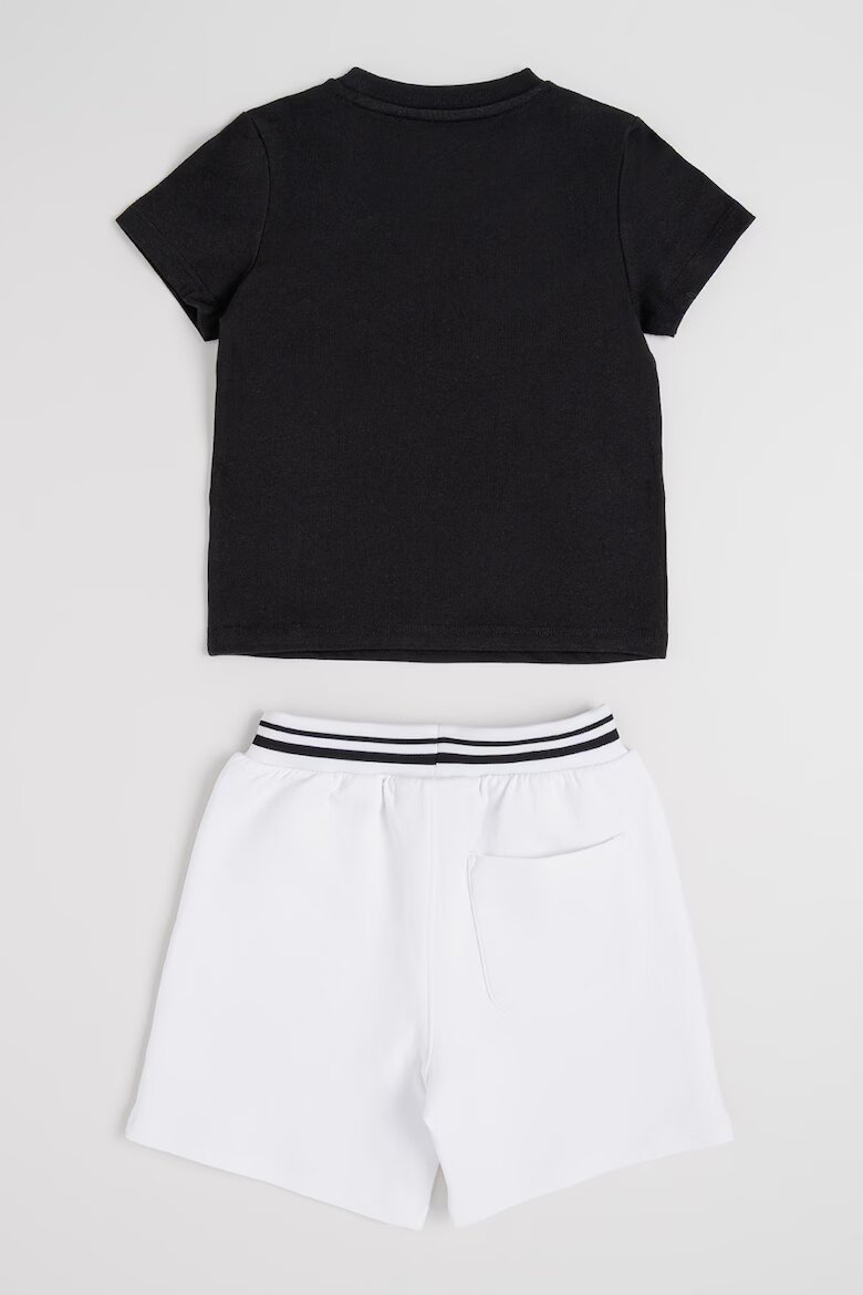 KARL LAGERFELD KIDS Тениска и къс панталон с лого Черен/Бял