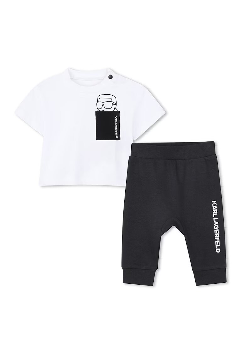 KARL LAGERFELD KIDS Тениска и спортен панталон - Бял/Черен