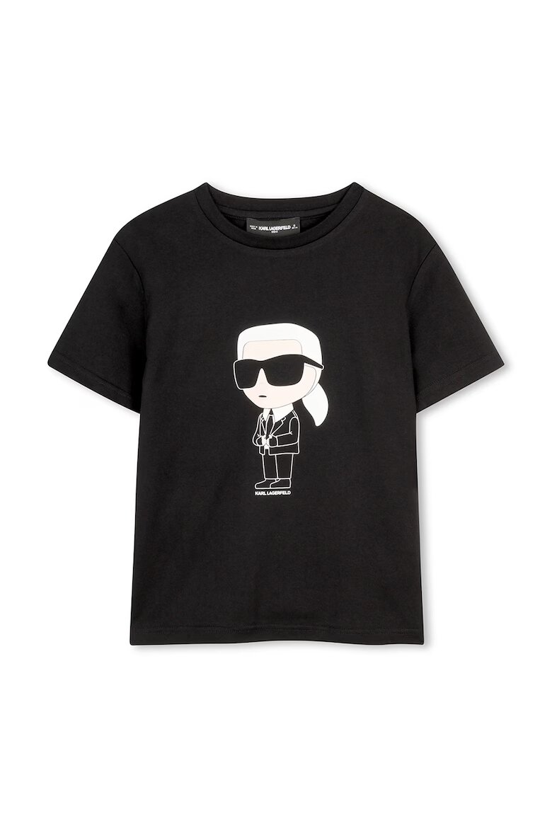 KARL LAGERFELD KIDS Тениска с лого Черен/Бял/Мръснобял