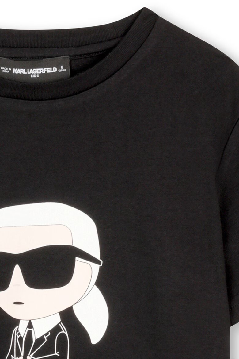 KARL LAGERFELD KIDS Тениска с лого Черен/Бял/Мръснобял