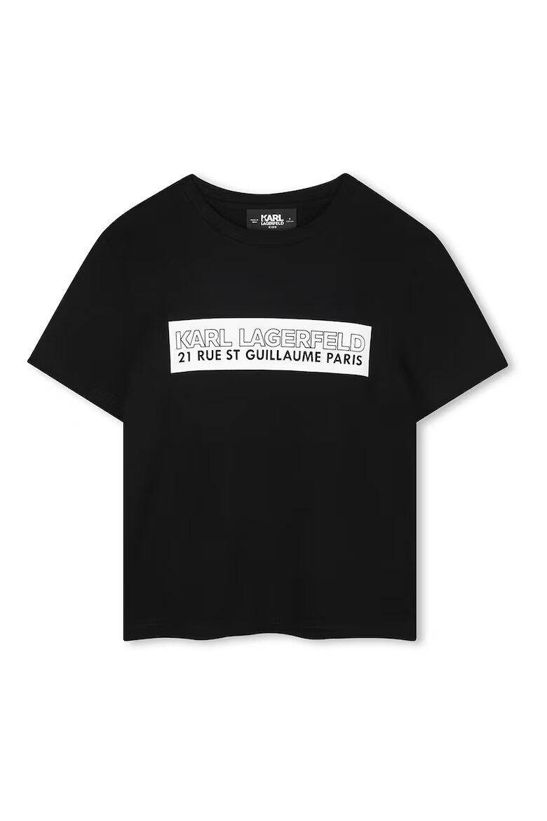 KARL LAGERFELD KIDS Тениска с лого Черен/Мръснобял