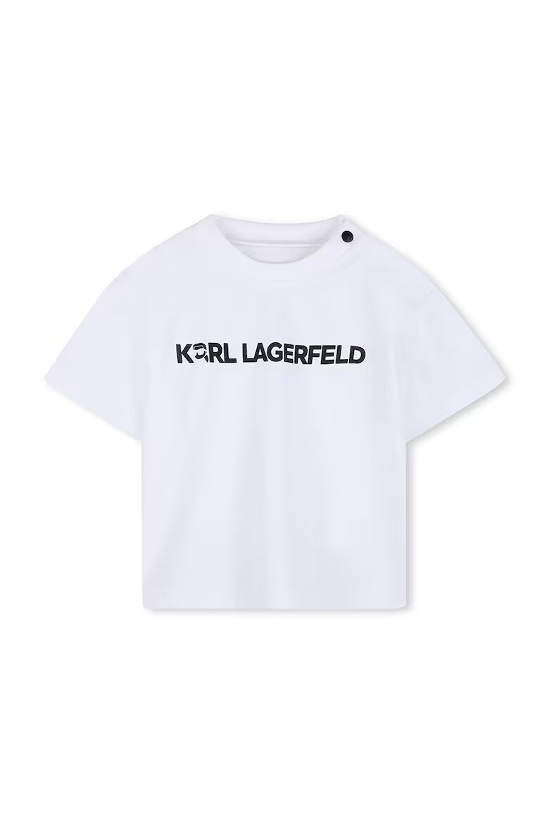 KARL LAGERFELD KIDS Тениска с лого и шорти Пастелносин/Черен
