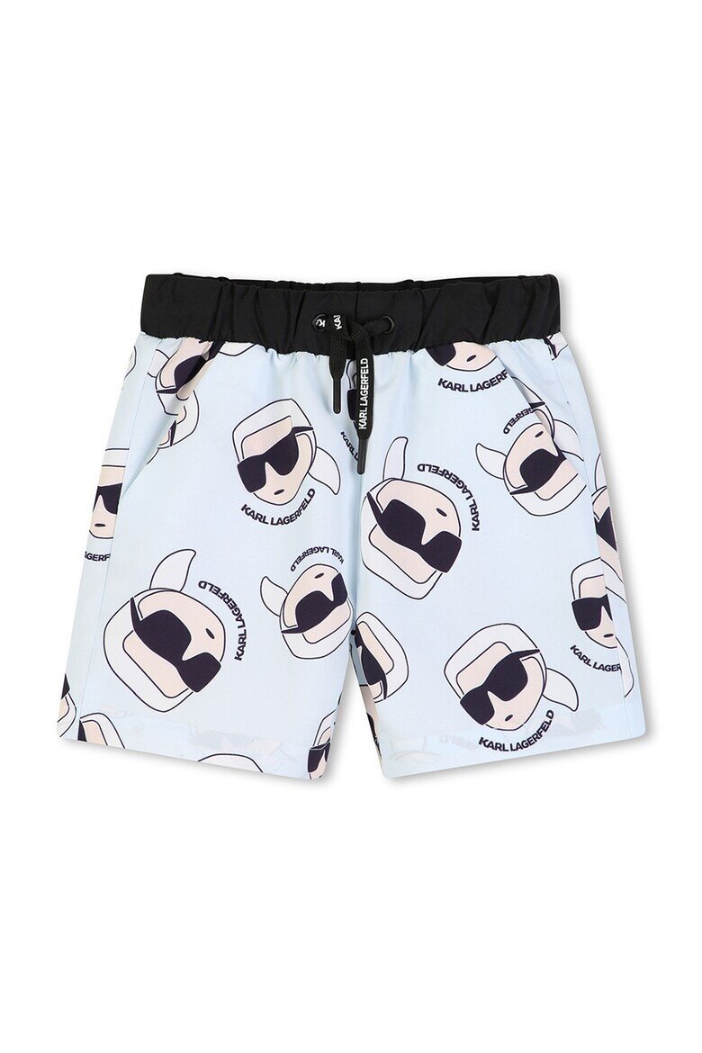 KARL LAGERFELD KIDS Тениска с лого и шорти Пастелносин/Черен