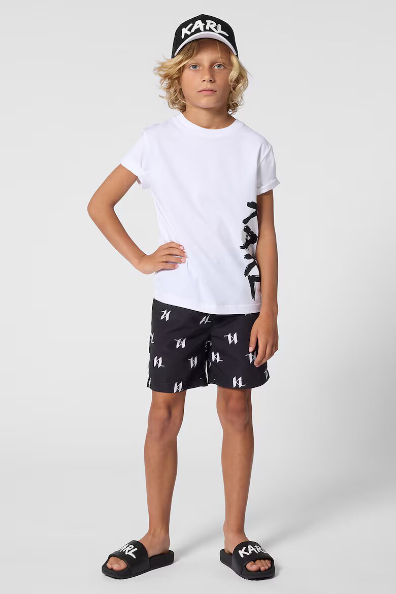 KARL LAGERFELD KIDS Тениска с лого Избеляло черно/Бял
