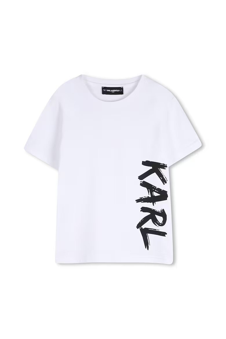 KARL LAGERFELD KIDS Тениска с лого Избеляло черно/Бял