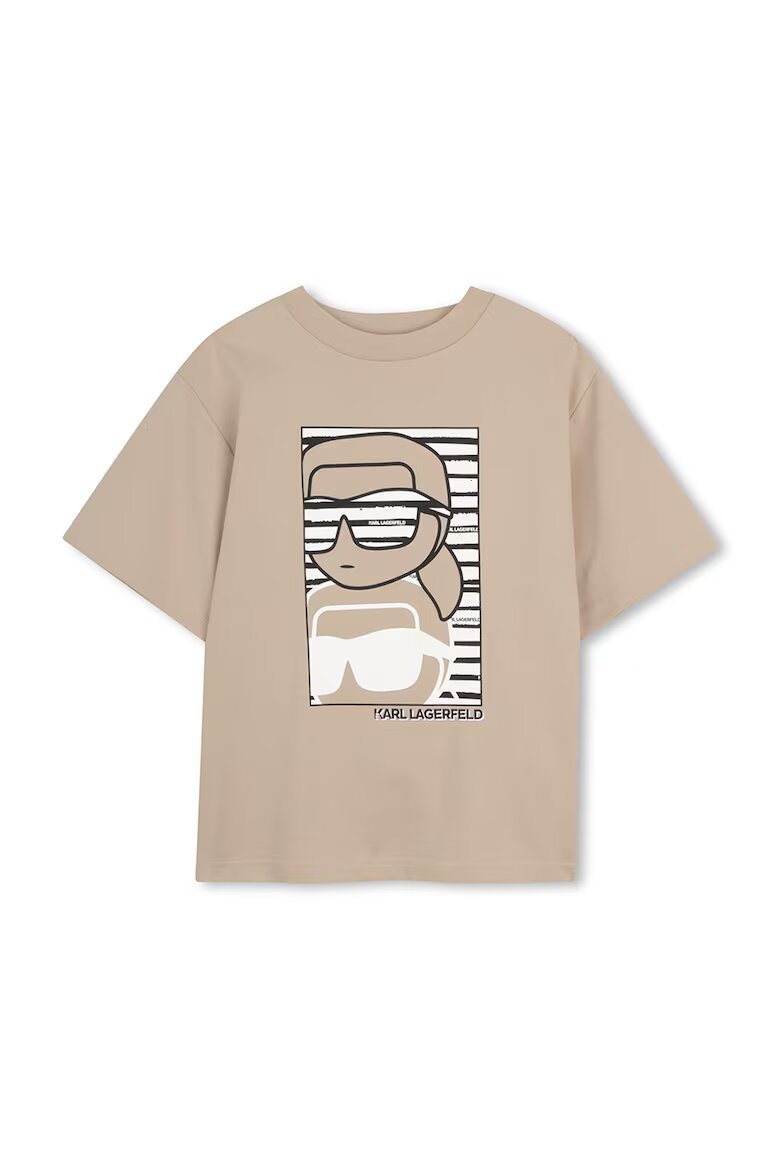 KARL LAGERFELD KIDS Тениска с лого Избеляло черно/Бял/Светло бежово