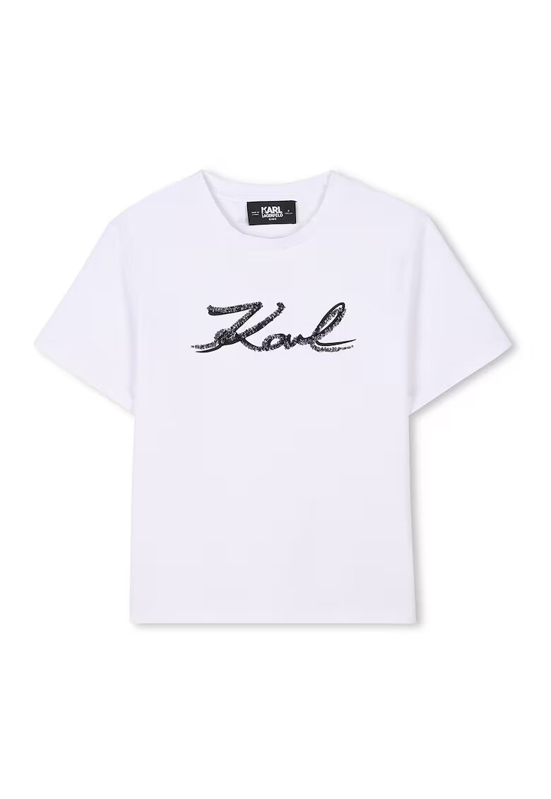 KARL LAGERFELD KIDS Тениска с модал с лого - Черен/Бял