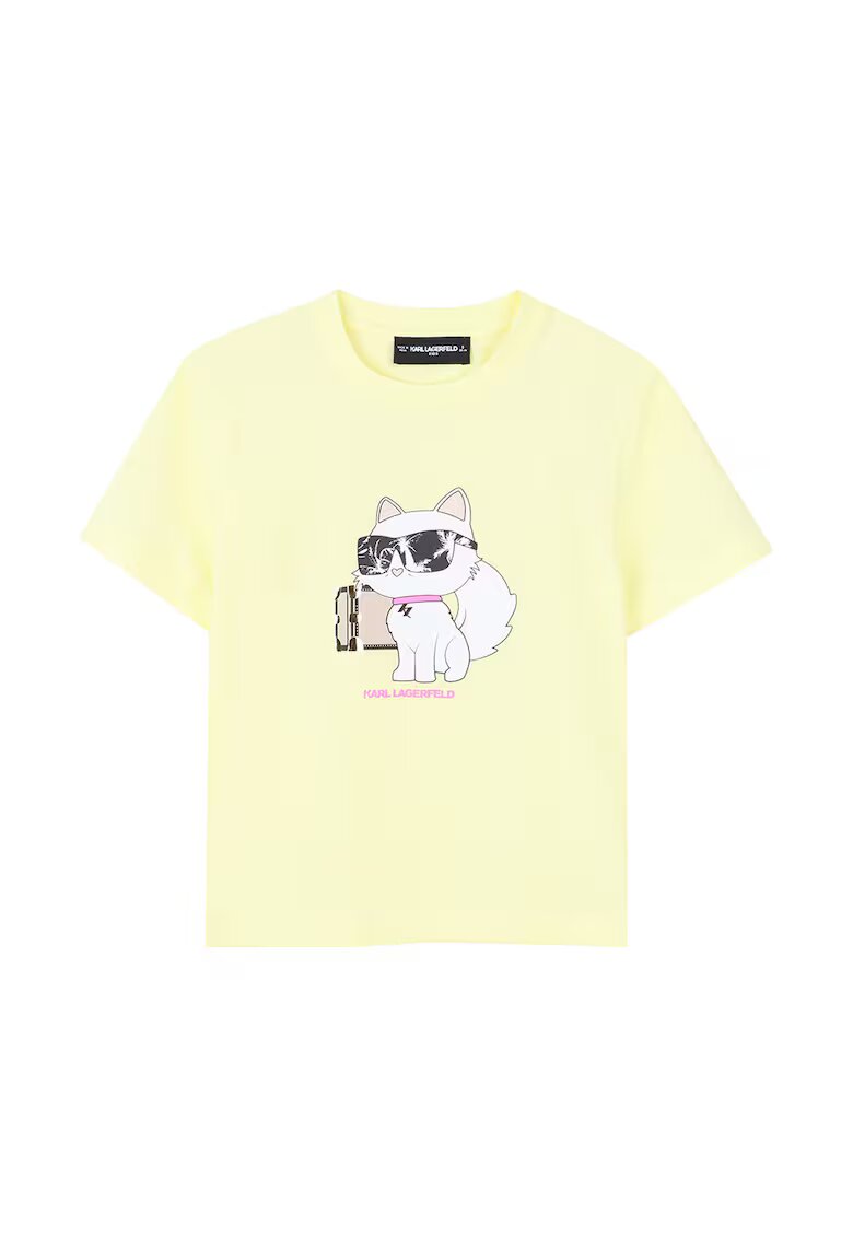 KARL LAGERFELD KIDS Тениска с модал с принт - Бледожълт/Бял