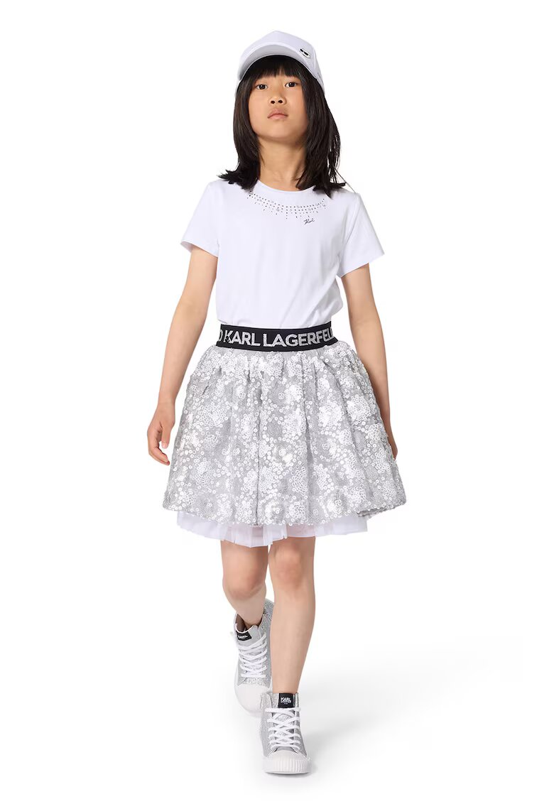 KARL LAGERFELD KIDS Тениска с овално деколте - Бял