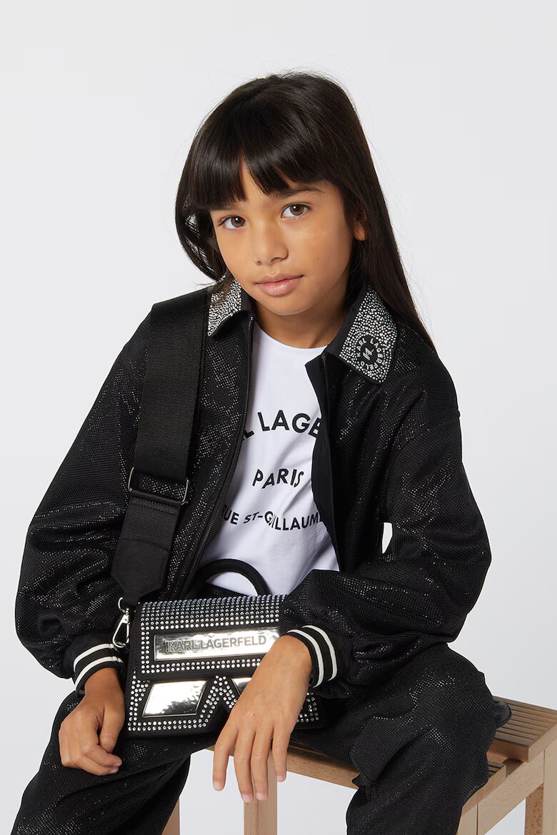 KARL LAGERFELD KIDS Тениска с овално деколте и лого Бял