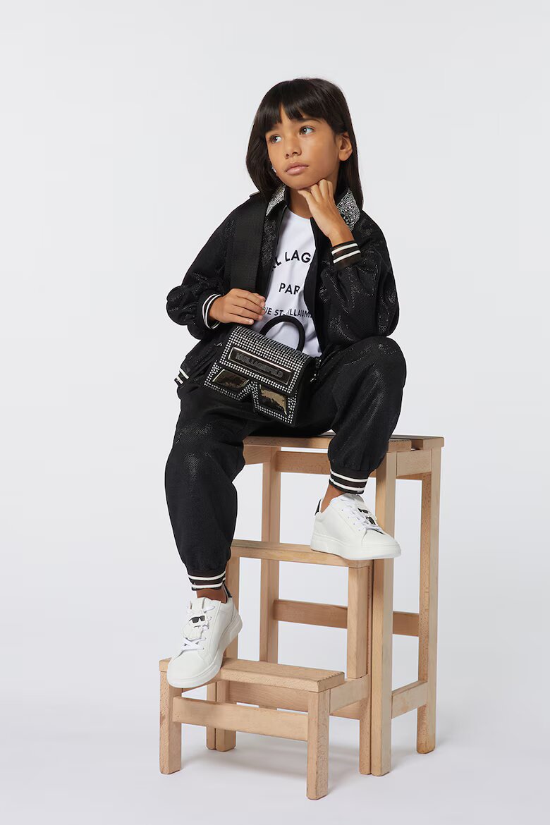 KARL LAGERFELD KIDS Тениска с овално деколте и лого Бял