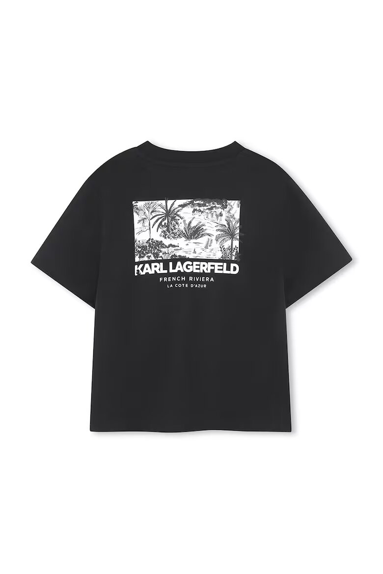 KARL LAGERFELD KIDS Тениска с паднали ръкави и принт Черен/Бял