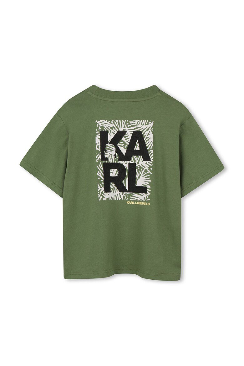 KARL LAGERFELD KIDS Тениска с паднали ръкави и принт Черен/Маслинено зелено