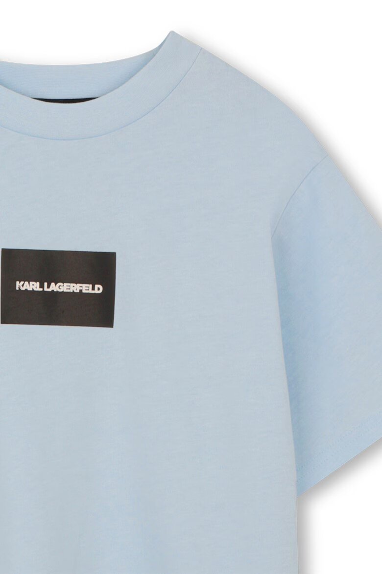 KARL LAGERFELD KIDS Тениска с паднали ръкави и принт Пастелносин/Избеляло черно/Мръснобял