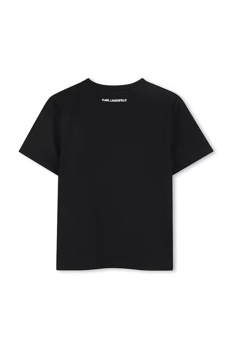 KARL LAGERFELD KIDS Тениска с памук и пайети Червен/Черен/Бял