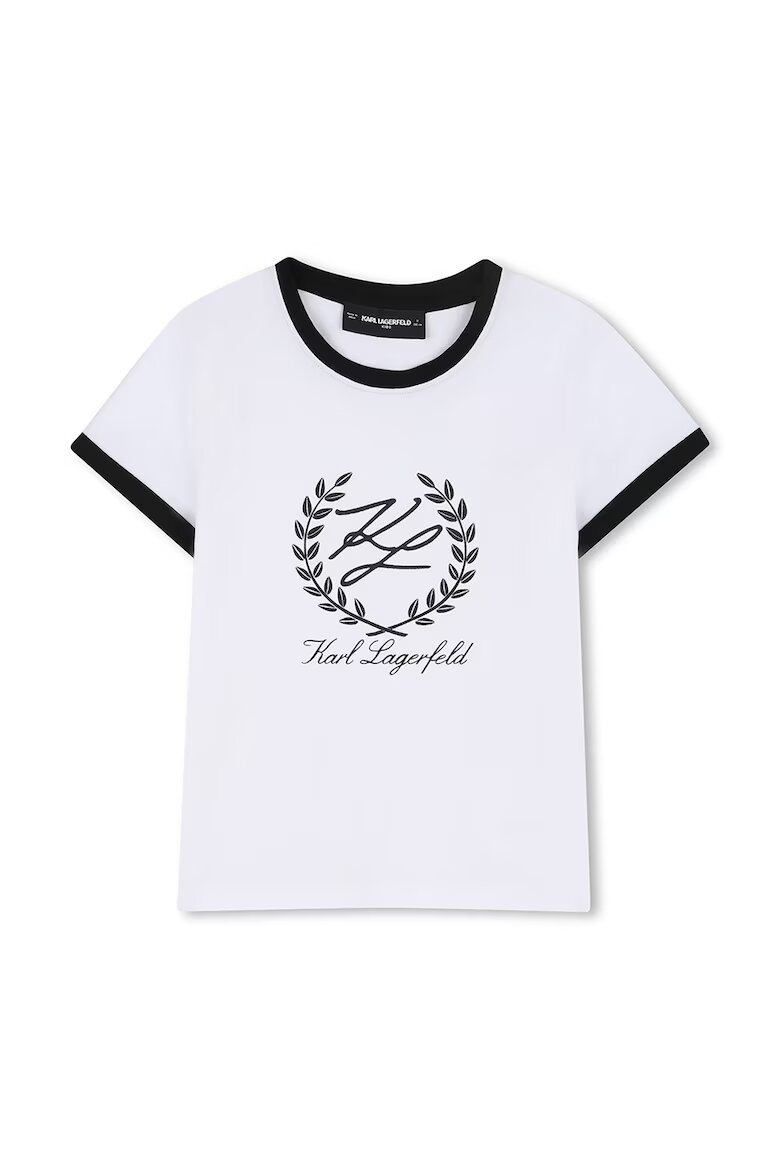 KARL LAGERFELD KIDS Тениска с памук с лого Избеляло черно/Бял