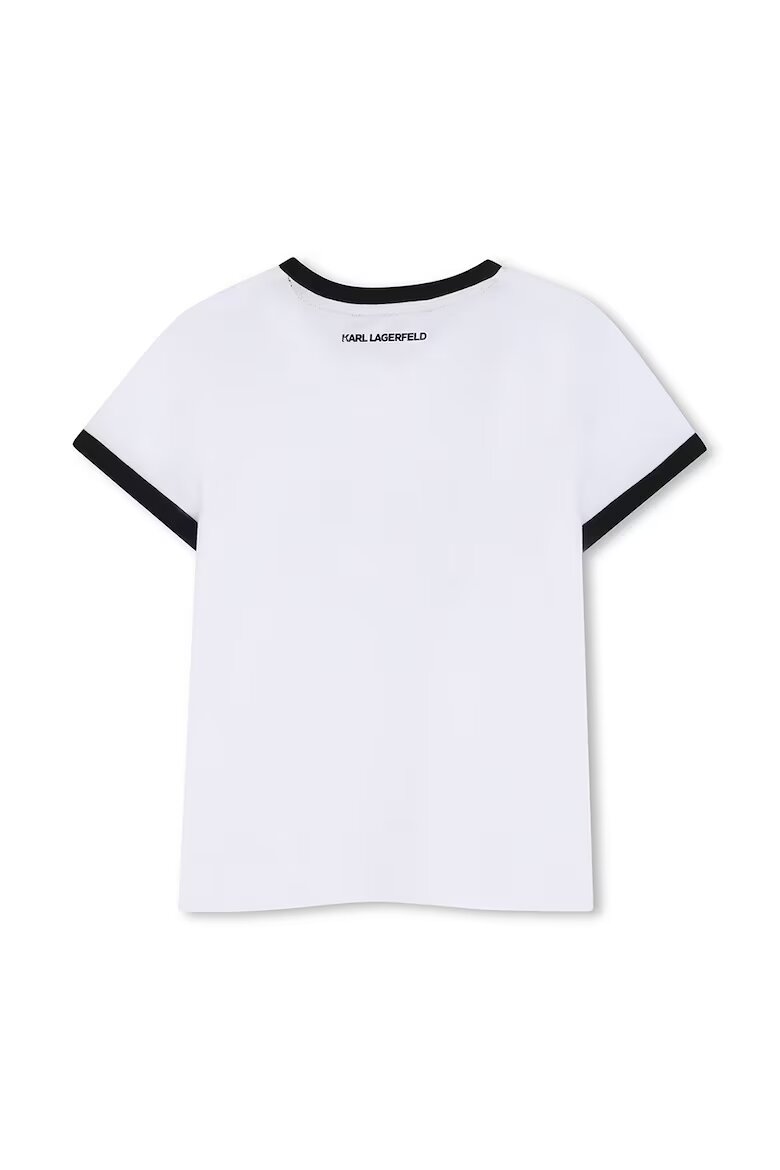 KARL LAGERFELD KIDS Тениска с памук с лого Избеляло черно/Бял