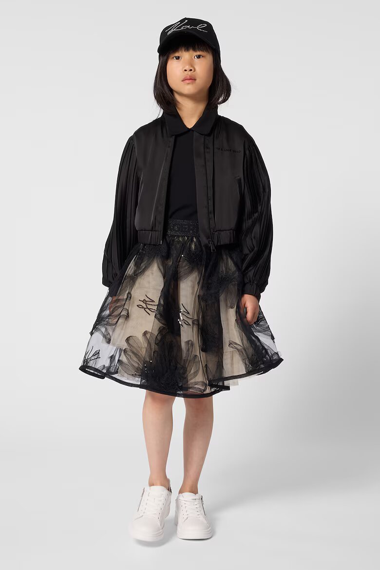 KARL LAGERFELD KIDS Яке с цип и лого на гърба Черен