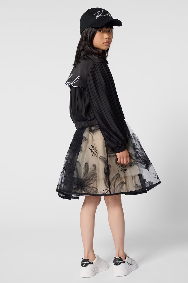 KARL LAGERFELD KIDS Яке с цип и лого на гърба Черен