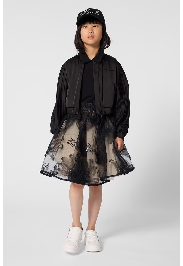 KARL LAGERFELD KIDS Яке с цип и лого на гърба - Черен
