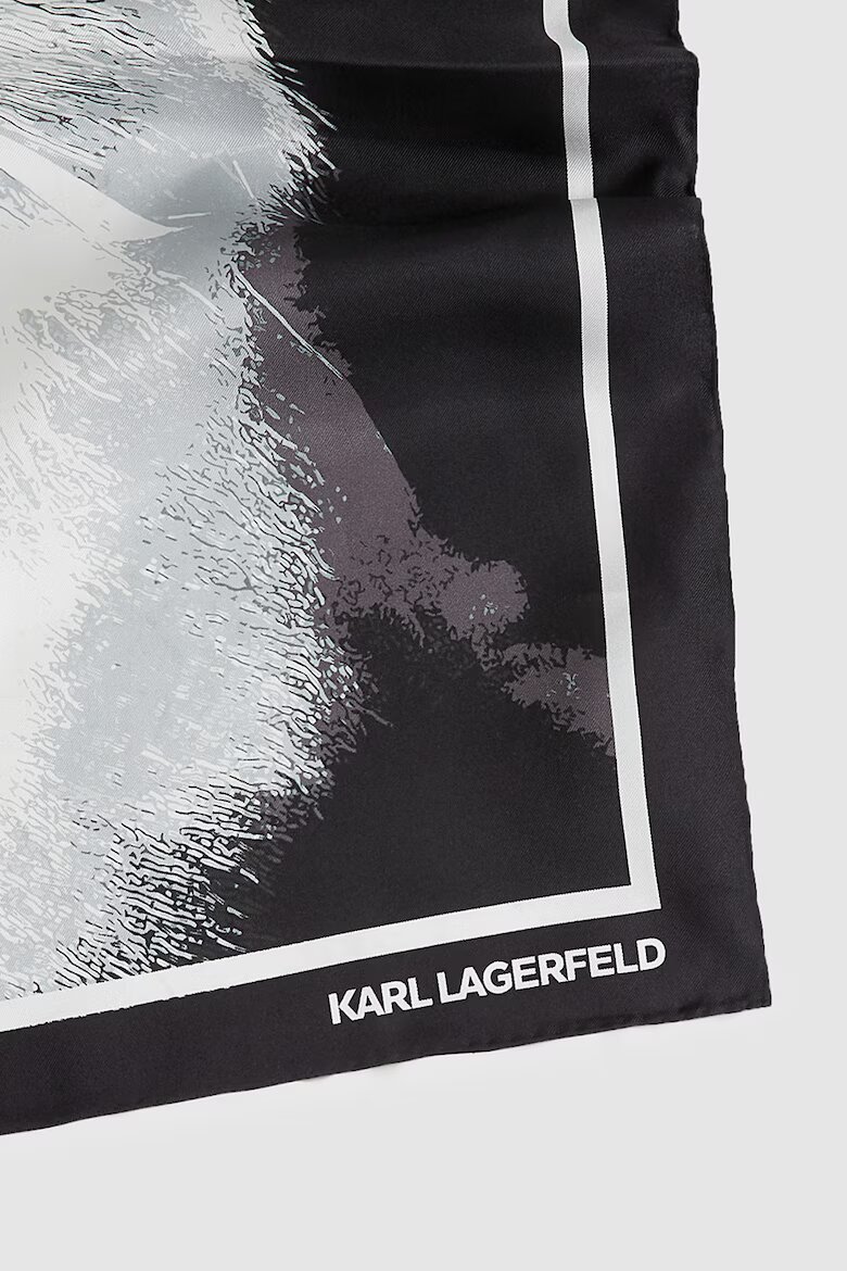 Karl Lagerfeld Копринен шал с принт на Choupette Бял Черен