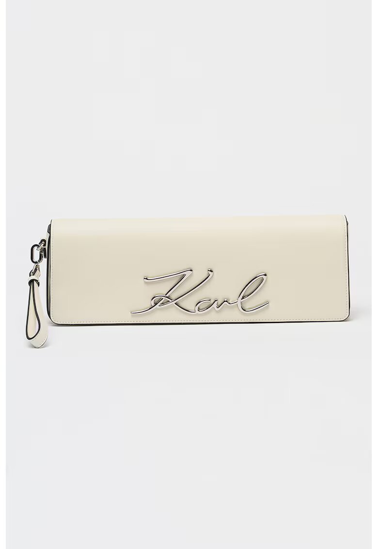 Karl Lagerfeld Кожен клъч Signature с лого