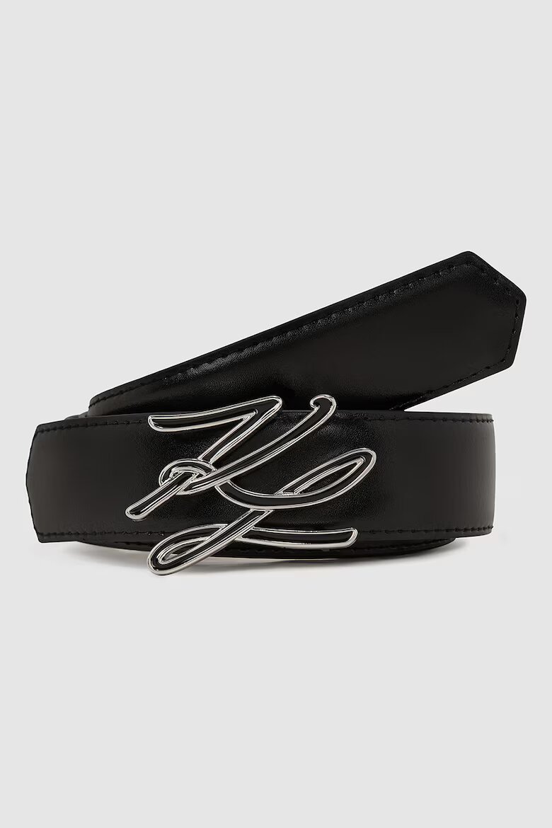 Karl Lagerfeld Кожен колан с лого Черен