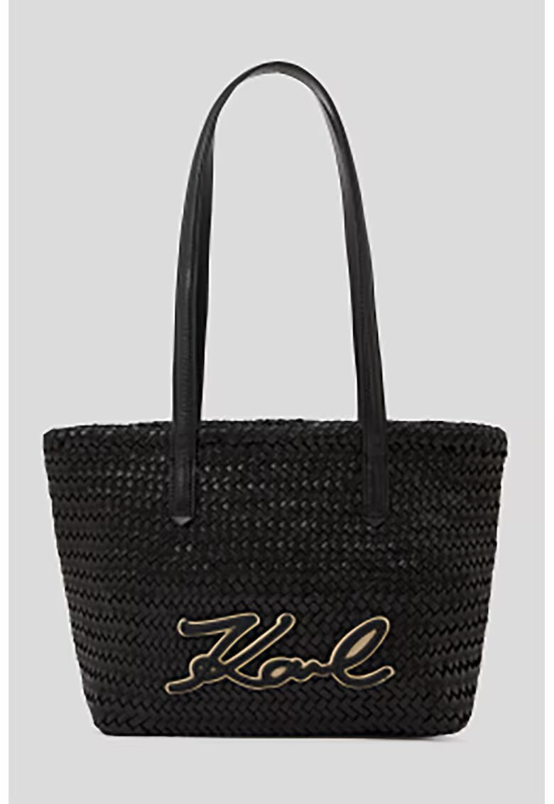 Karl Lagerfeld Кожена чанта Tote със сплетен дизайн
