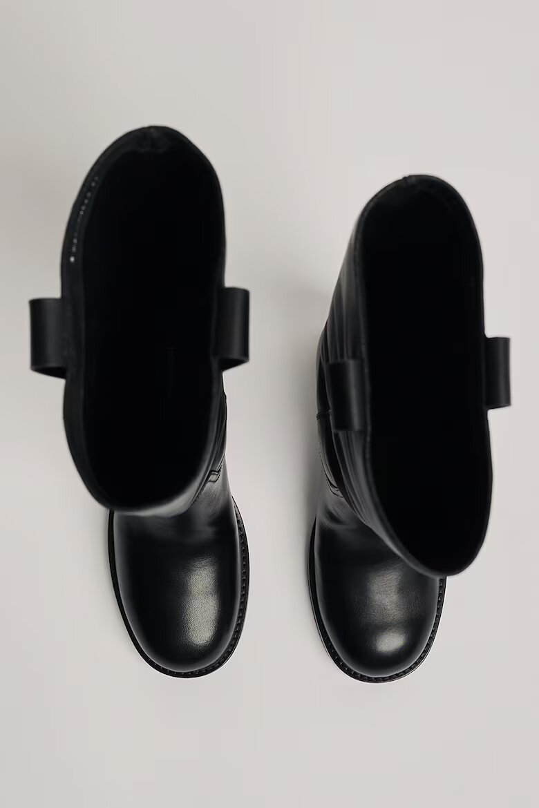 Karl Lagerfeld Кожени ботуши с масивен ток Черен