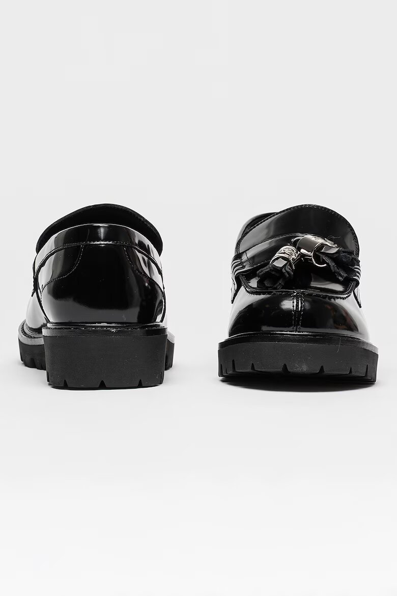 Karl Lagerfeld Кожени мокасини Lowell с пискюли Черен