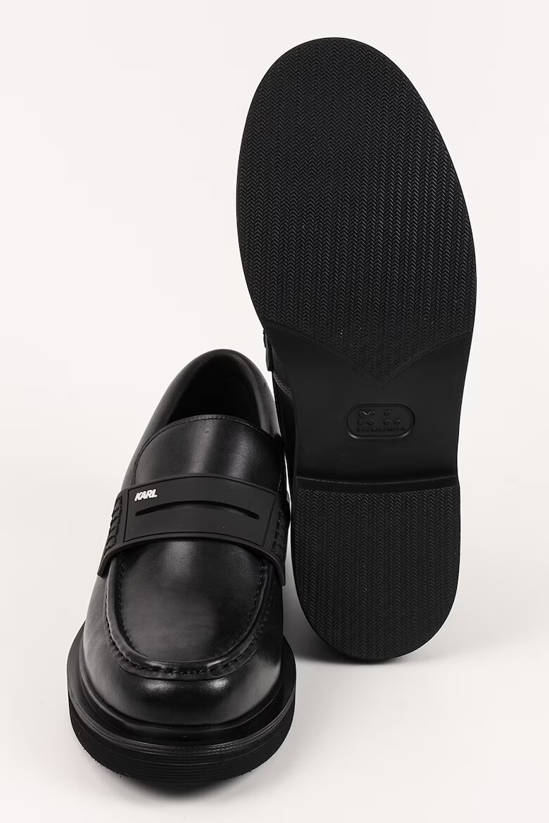 Karl Lagerfeld Кожени мокасини с лого Черен