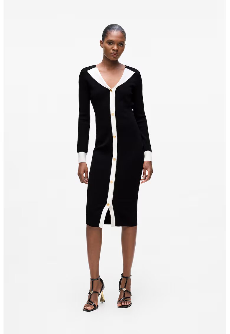 Karl Lagerfeld Миди рокля с копчета - Бял/Черен