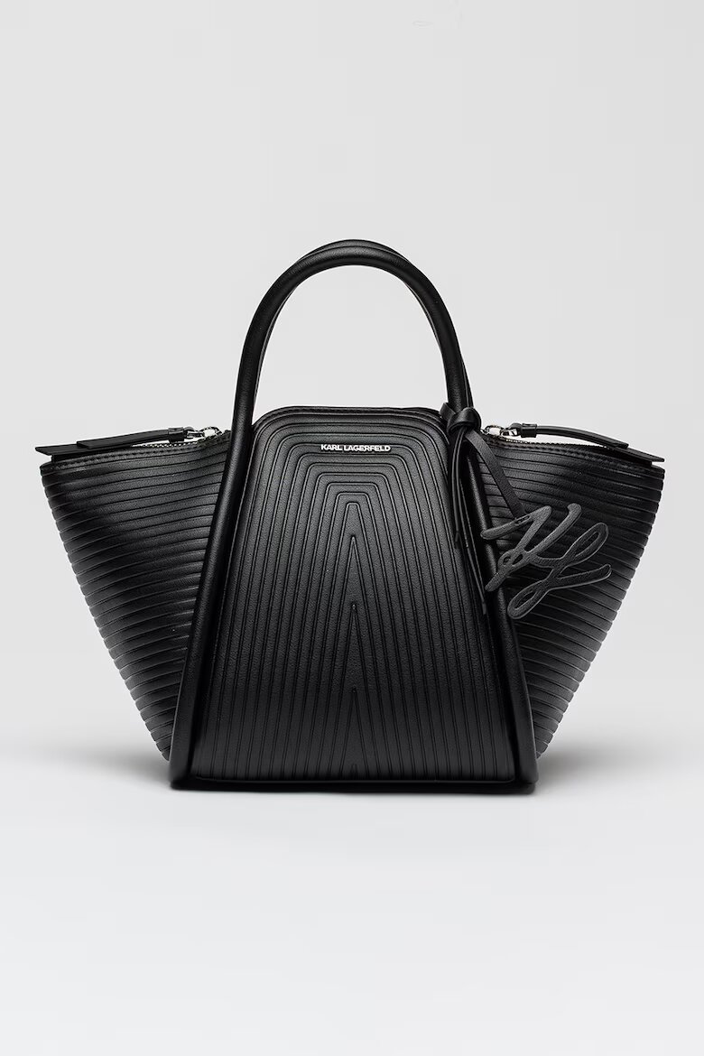Karl Lagerfeld Ръчна чанта Wellen с рипс Черен