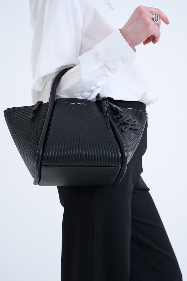 Karl Lagerfeld Ръчна чанта Wellen с рипс Черен