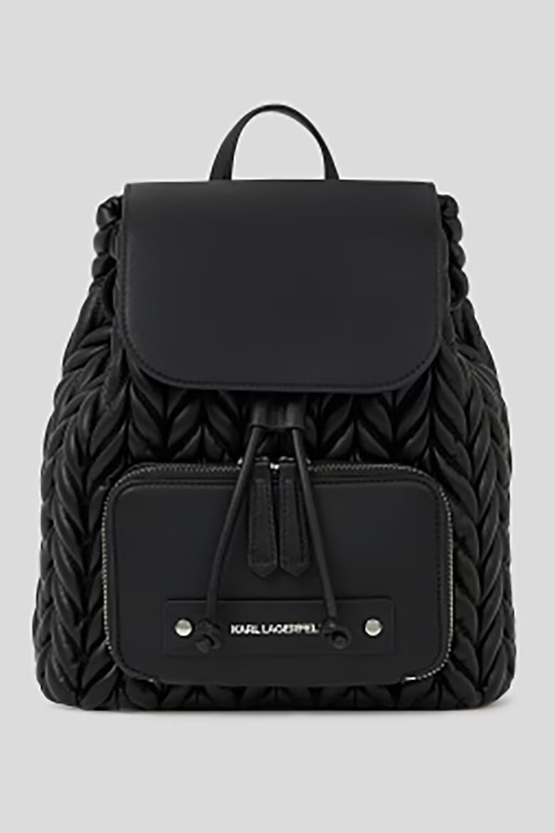 Karl Lagerfeld Раница от еко кожа с лого Черен