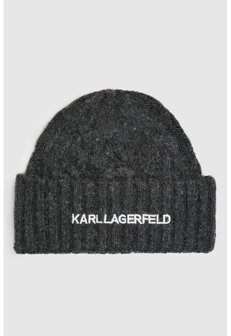 Karl Lagerfeld Рипсена шапка с вълна