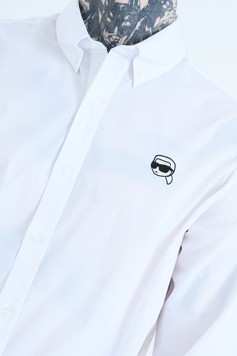Karl Lagerfeld Риза с памук и лого Бял