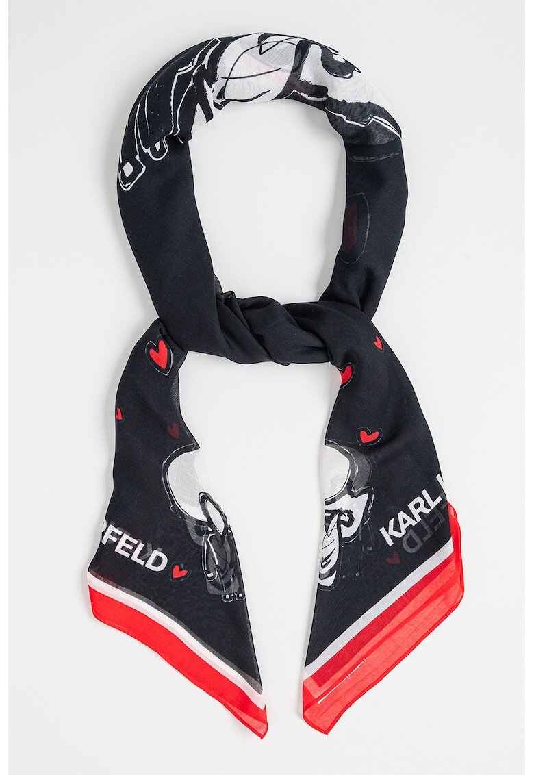 Karl Lagerfeld Шал Ikon Valentine от модал и копприна - Бял/Черен